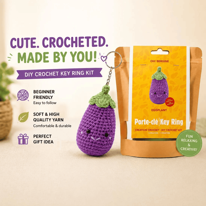 Kit DIY Porte-clés Crochet: Aubergine (ML) PASSE-TEMPS - Bricolages