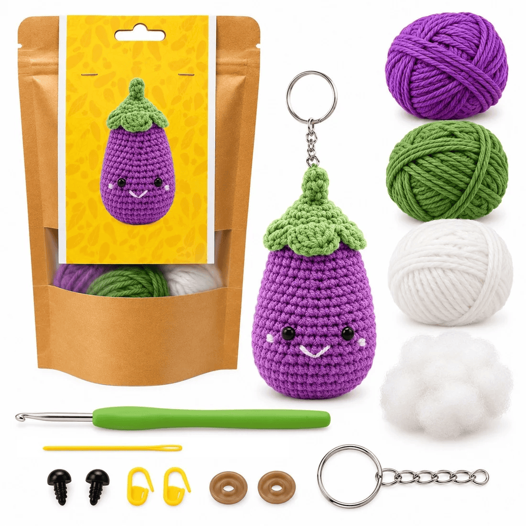 Kit DIY Porte-clés Crochet: Aubergine (ML) PASSE-TEMPS - Bricolages