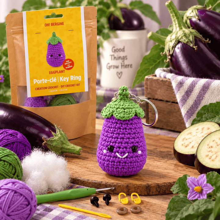 Kit DIY Porte-clés Crochet: Aubergine (ML) PASSE-TEMPS - Bricolages