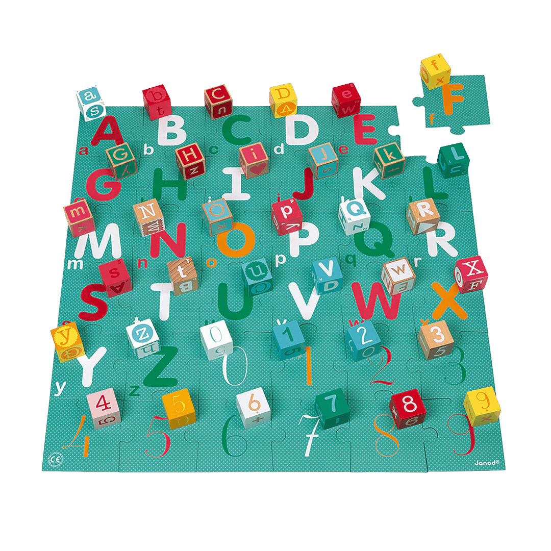 Kubix Set de 40 Blocs Lettres & Chiffres PASSE-TEMPS - Jouets - Bébé - Bébé 12-24 mois
