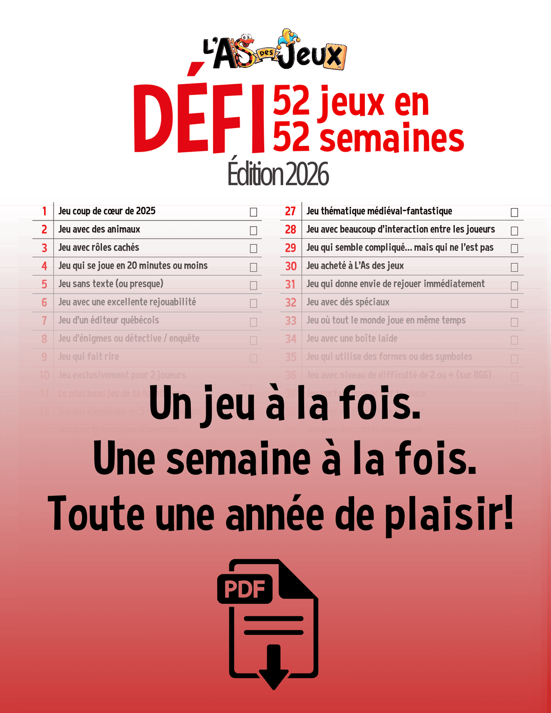 L'As des jeux - Défi 52 jeux en 52 semaines