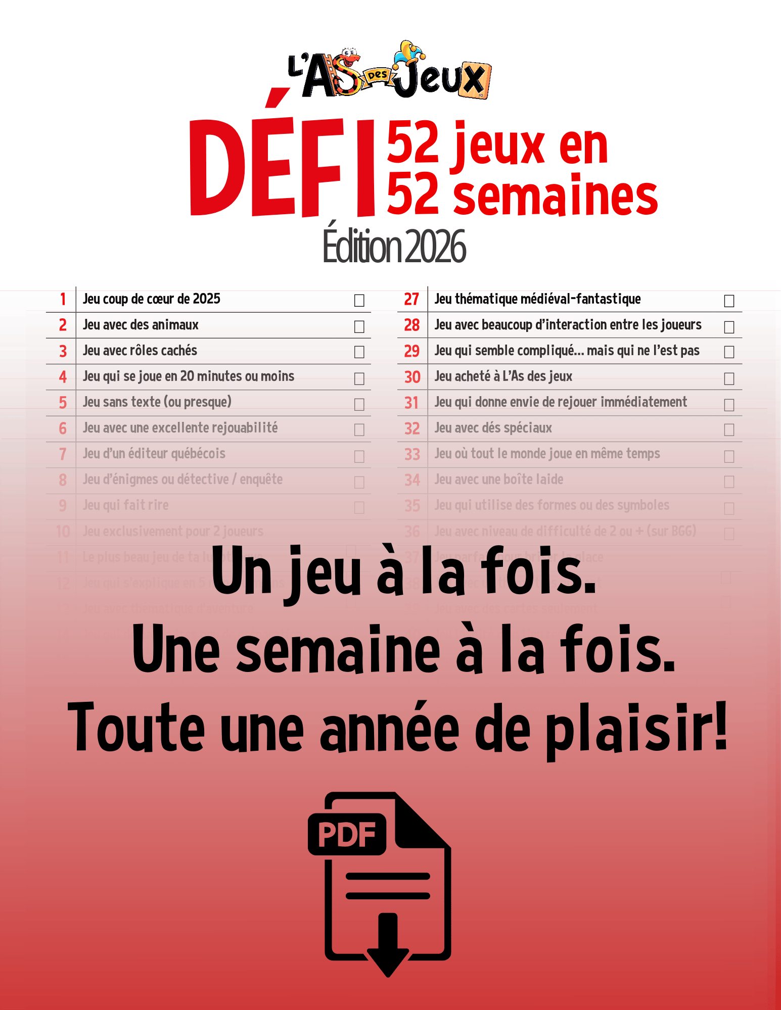 L'As des jeux - Défi 52 jeux en 52 semaines