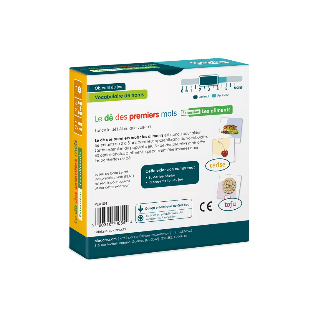 Le dé des premiers mots - Ext. les aliments (FR) JEUX - Éducatif