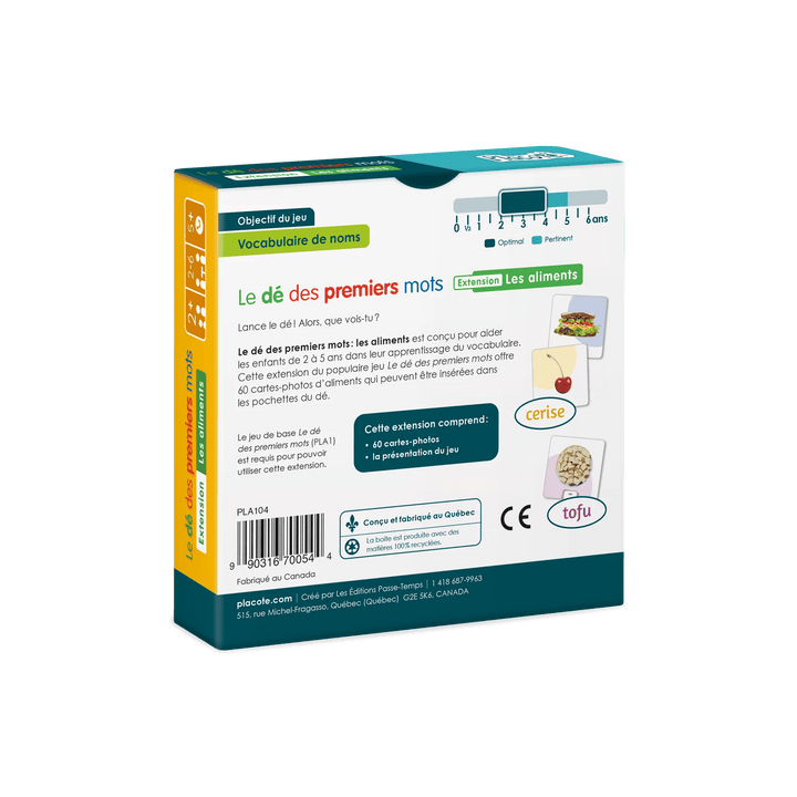 Le dé des premiers mots - Ext. les aliments (FR) JEUX - Éducatif