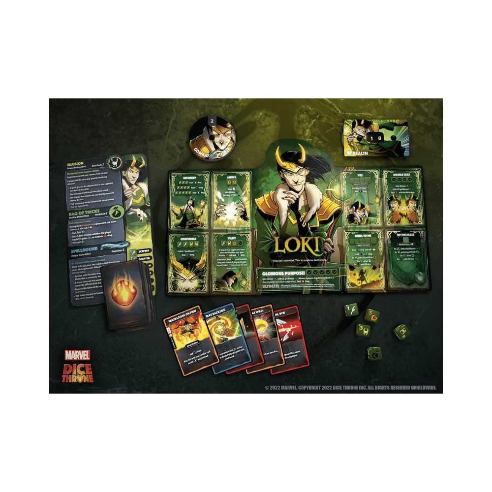DICE THRONE: MARVEL - JEU DE BASE - SCARLET WITCH VS. THOR VS. LOKI VS. SPIDER-MAN (FRANÇAIS DICE THRONE: MARVEL - JEU DE BASE - SCARLET WITCH VS. THOR VS. LOKI VS. SPIDER-MAN (FRANÇAIS