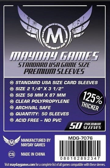Mayday Premium USA Sleeves (56mm X 87mm) 50CT ACCESSOIRES - Protecteurs (Sleeves)