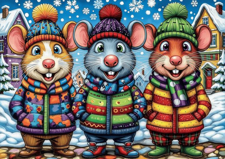 Mice in Mittens (1000pcs) CASSE-TÊTE - 1000 morceaux