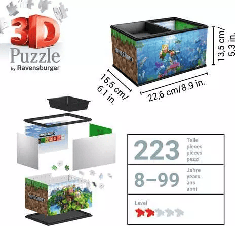 Minecraft Boîte de rangement 3D (216pcs) CASSE-TÊTE - 200 - 275 morceaux
