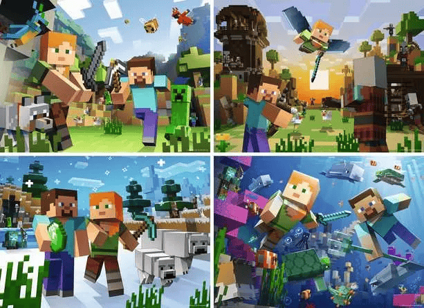 Minecraft (Puzzle 4 X 100 pcs) CASSE-TÊTE - 100 - 150 morceaux