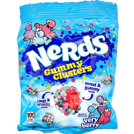 Nerds Gummy Clusters bag (bleue) 142g Confiseries