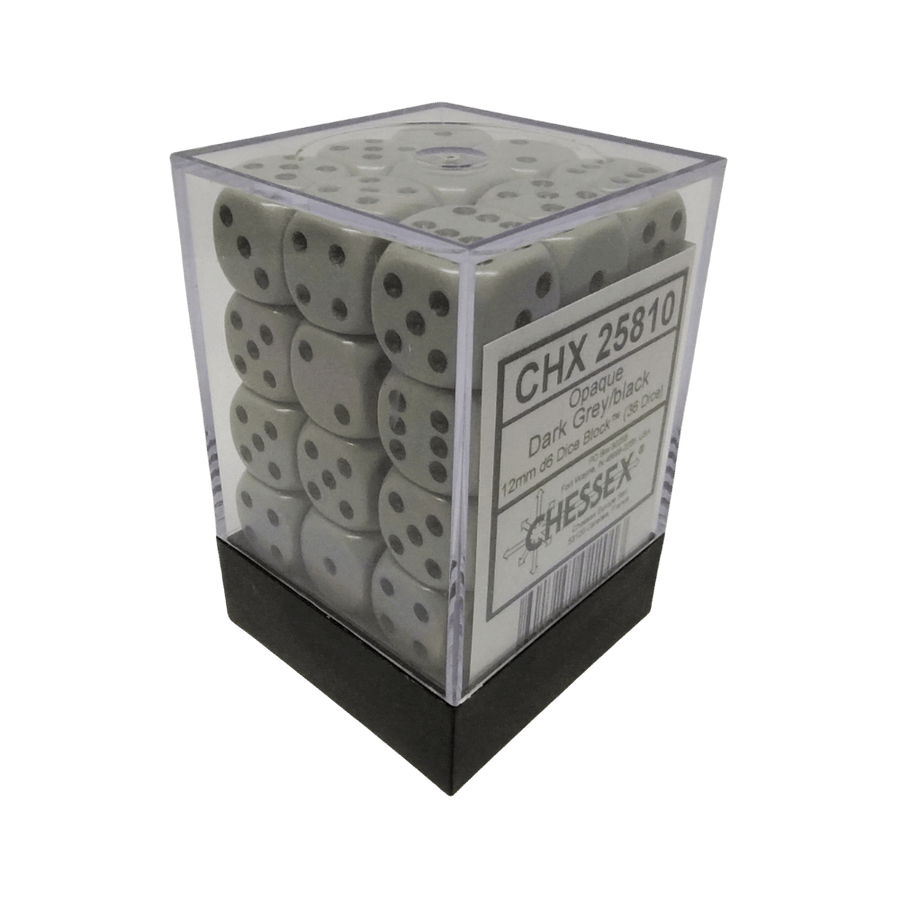 Dés Chessex dice - 36d6 - Opaque Dark Grey/Black | L'As des jeux