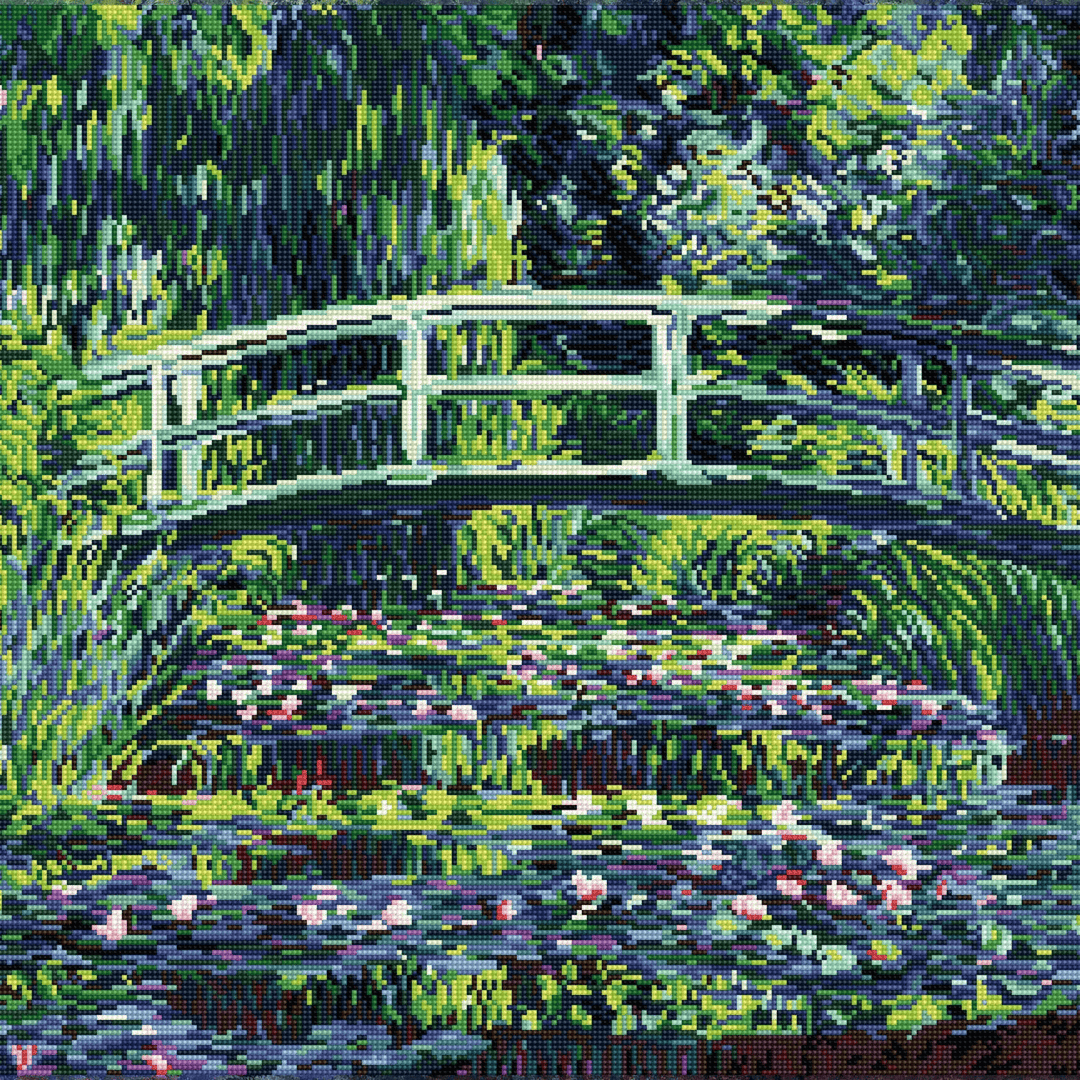 Nymphéas et Pont Japonais (Monet) 65x67 PASSE-TEMPS - Broderie diamant