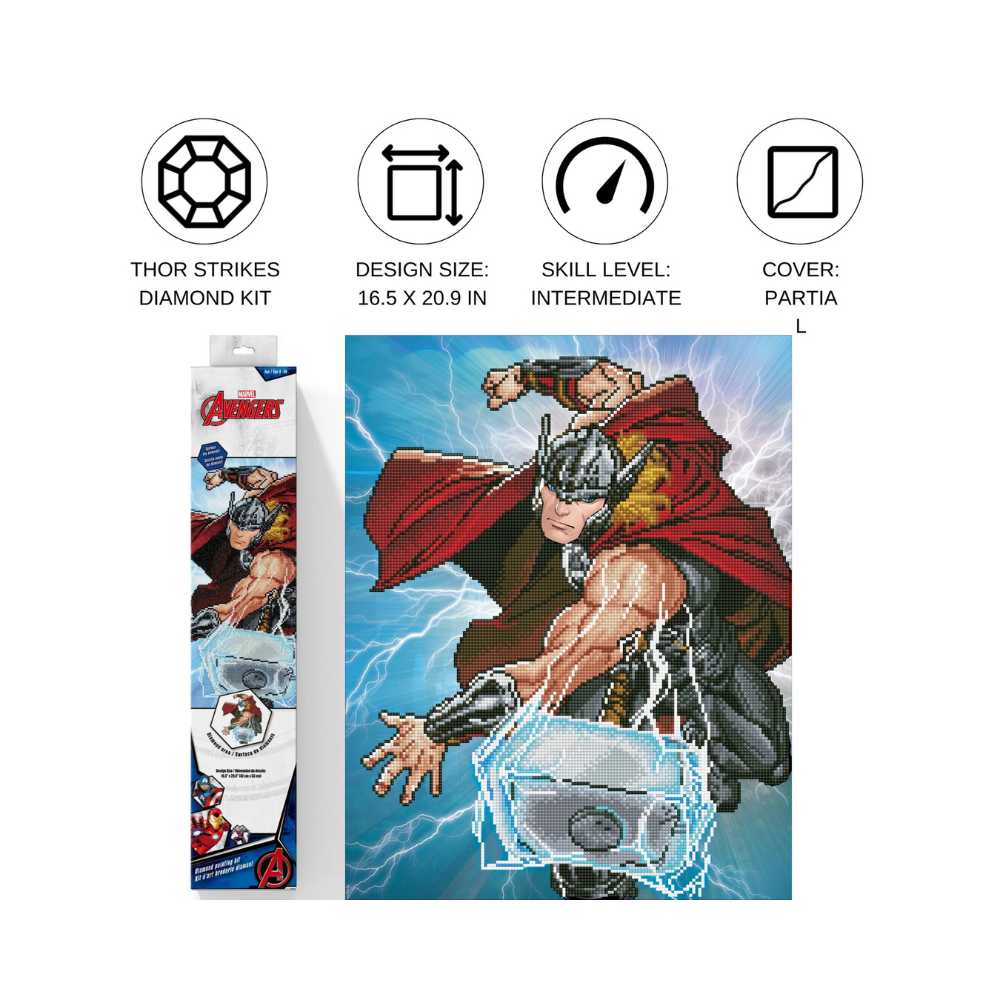 Thor Strikes - Marvel - Diamond Painting Kit PASSE-TEMPS - Broderie diamant