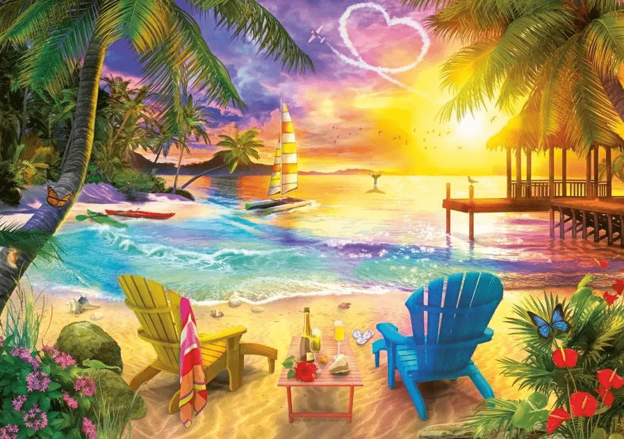 Plage d'amour (1000 pcs) CASSE-TÊTE - 1000 morceaux