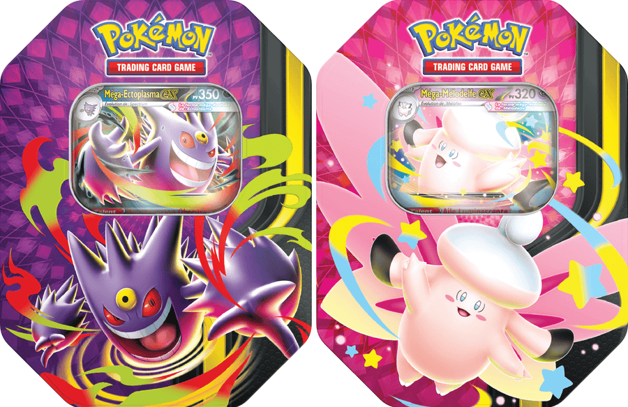 Pokemon Mega Moonlit  Tin (FR) - Méga-Ectoplasma-ex ou de Méga-Mélodelfe-ex JEUX - Pokémon - Tin