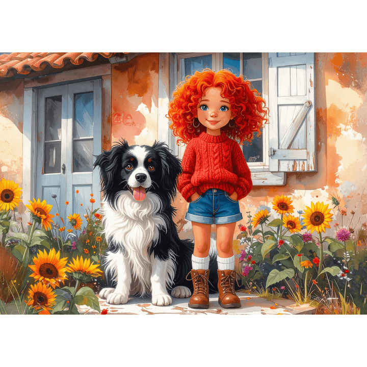 Red Curls and Paws (1000pcs) CASSE-TÊTE - 1000 morceaux