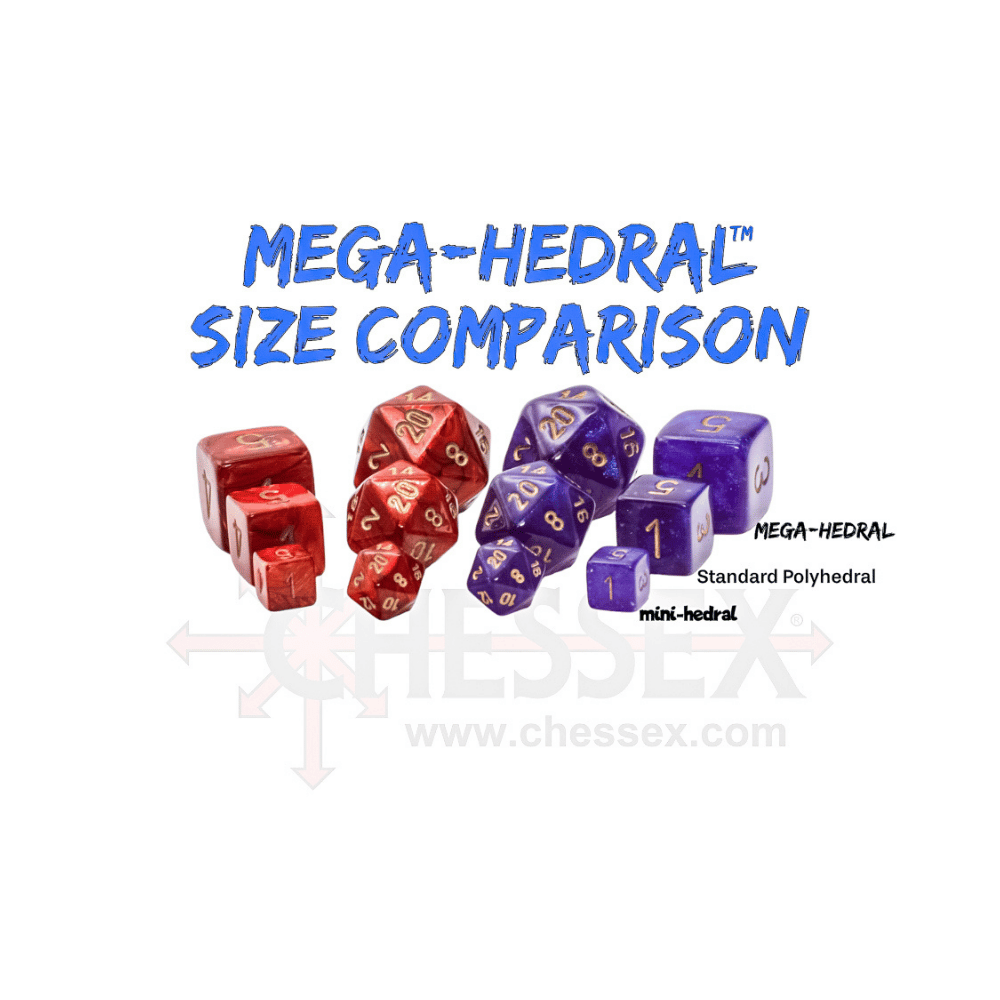Chessex - Mega-hedral - Dés polyhédriques (7) - Vortex - Bright Green/Black (Black Light Reactive)