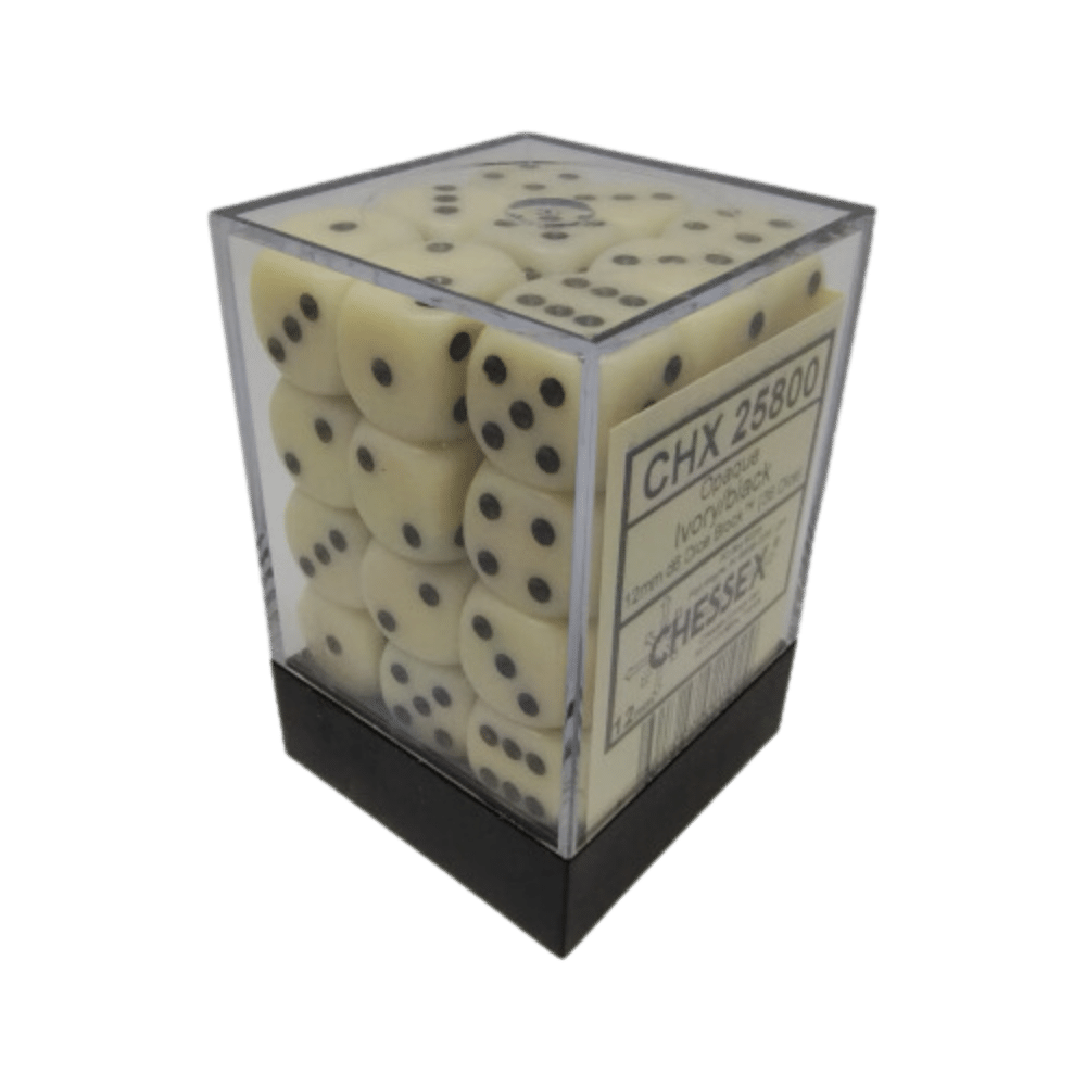 Chessex - 36d6 - Opaque Ivory/Black