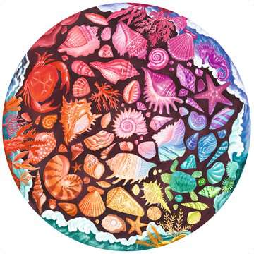 Seashells pc (500 pc Round) CASSE-TÊTE - 400 - 550 morceaux