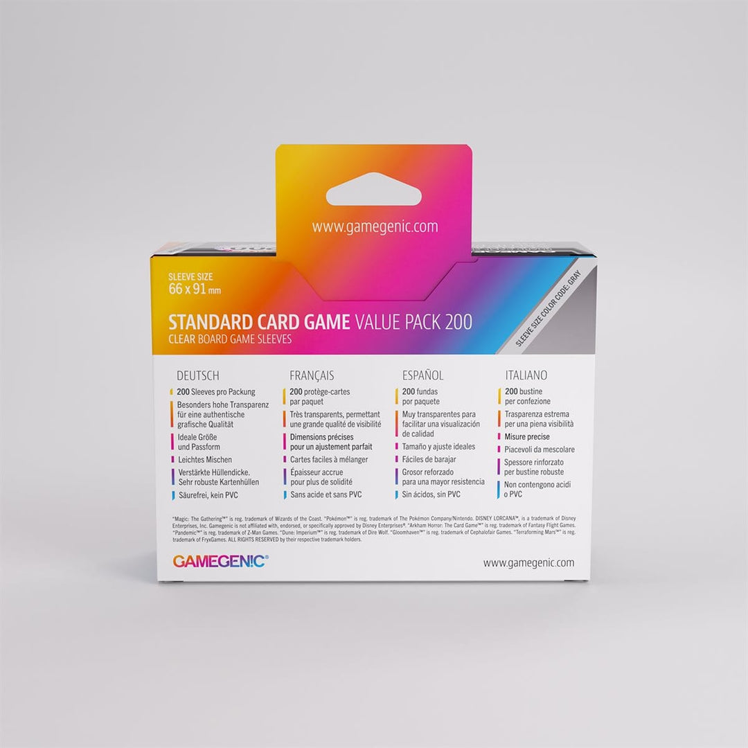 Sleeves: Gamegenic: Value Pack Standard Sleeves (200) ACCESSOIRES - Protecteurs (Sleeves)