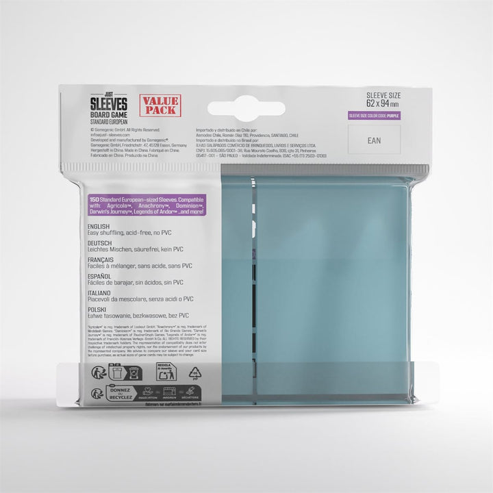 Sleeves: Just Sleeves: Standard European Value Pack (150) ACCESSOIRES - Protecteurs (Sleeves)