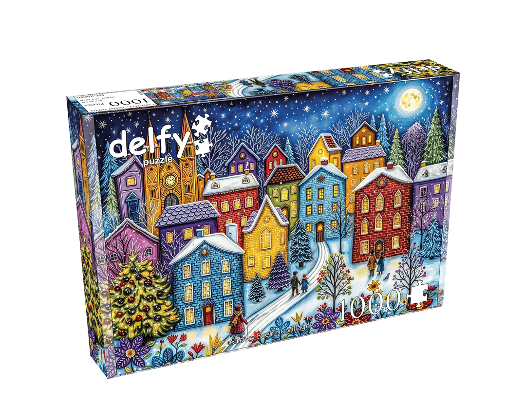 Snowy Evening Village (1000pcs) CASSE-TÊTE - 1000 morceaux