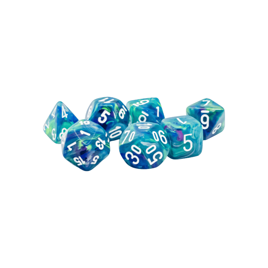 Chessex - Mega-hedral - Dés polyhédriques (7) - Festive - Waterlily/White