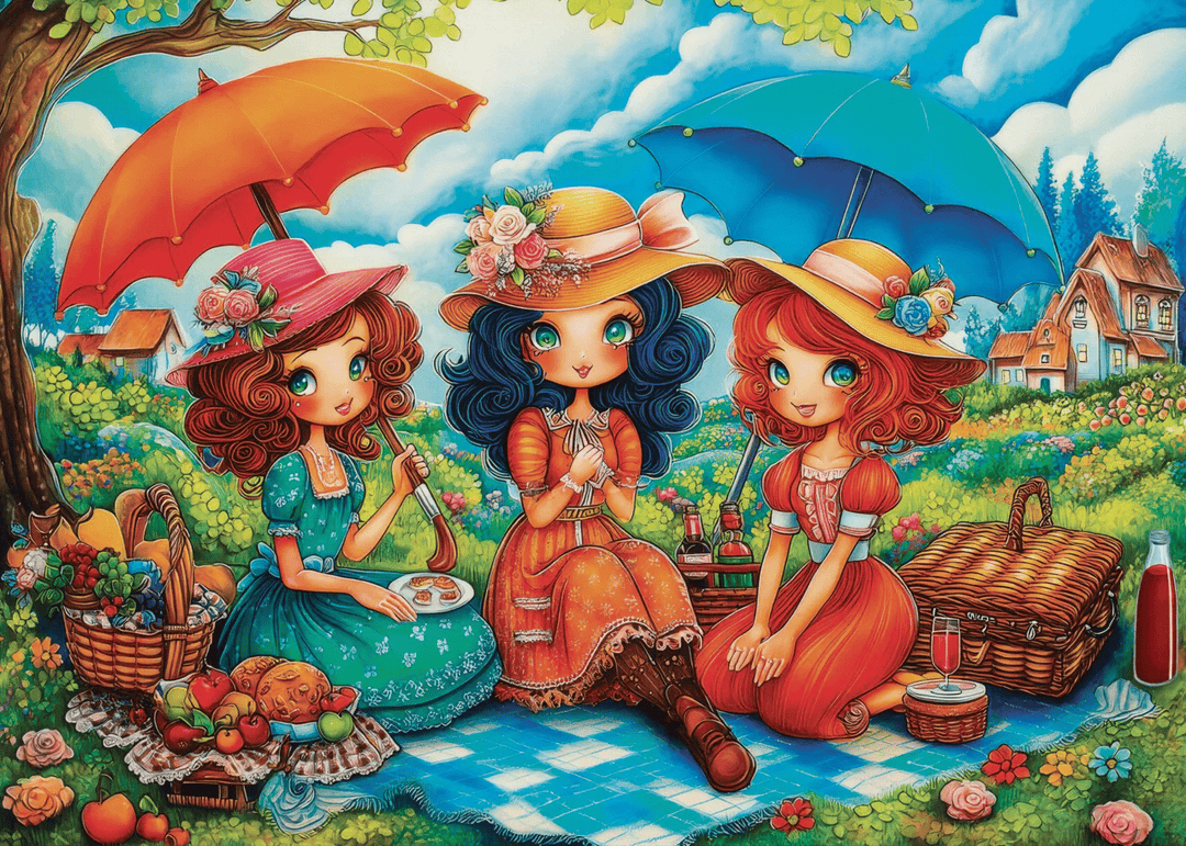 Three Picnic Friends (1000 pcs) CASSE-TÊTE - 1000 morceaux