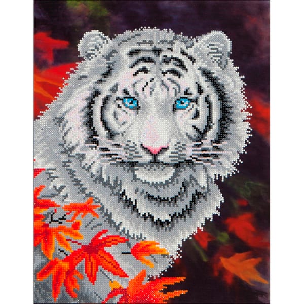 Tigre Blanc en Automne 44x55 Diamond Dotz PASSE-TEMPS - Broderie diamant