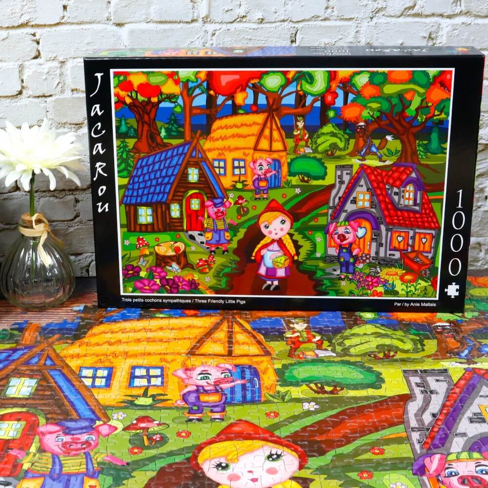 Trois petits cochons sympathiques | 3 Friendly Little Pigs (Puzzle 1000 pcs) CASSE-TÊTE - 1000 morceaux