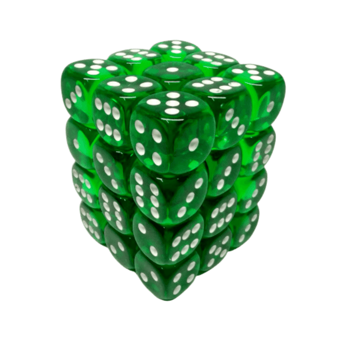 Chessex - 36d6 - Translucent Green/White