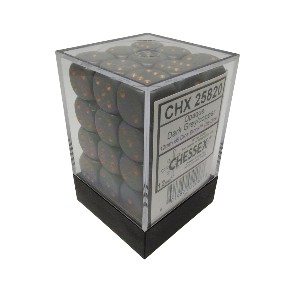 Chessex - 36d6 - Opaque Dark Grey/Copper