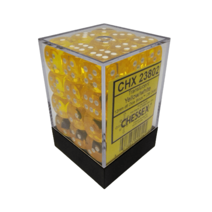Dés Chessex dice - 36d6 - Translucent Yellow/White | L'As des jeux