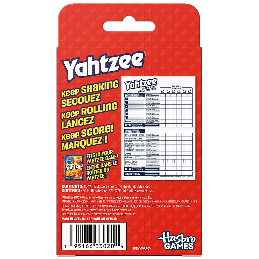 Yahtzee tablette de point Refresh (ML) JEUX - Classiques