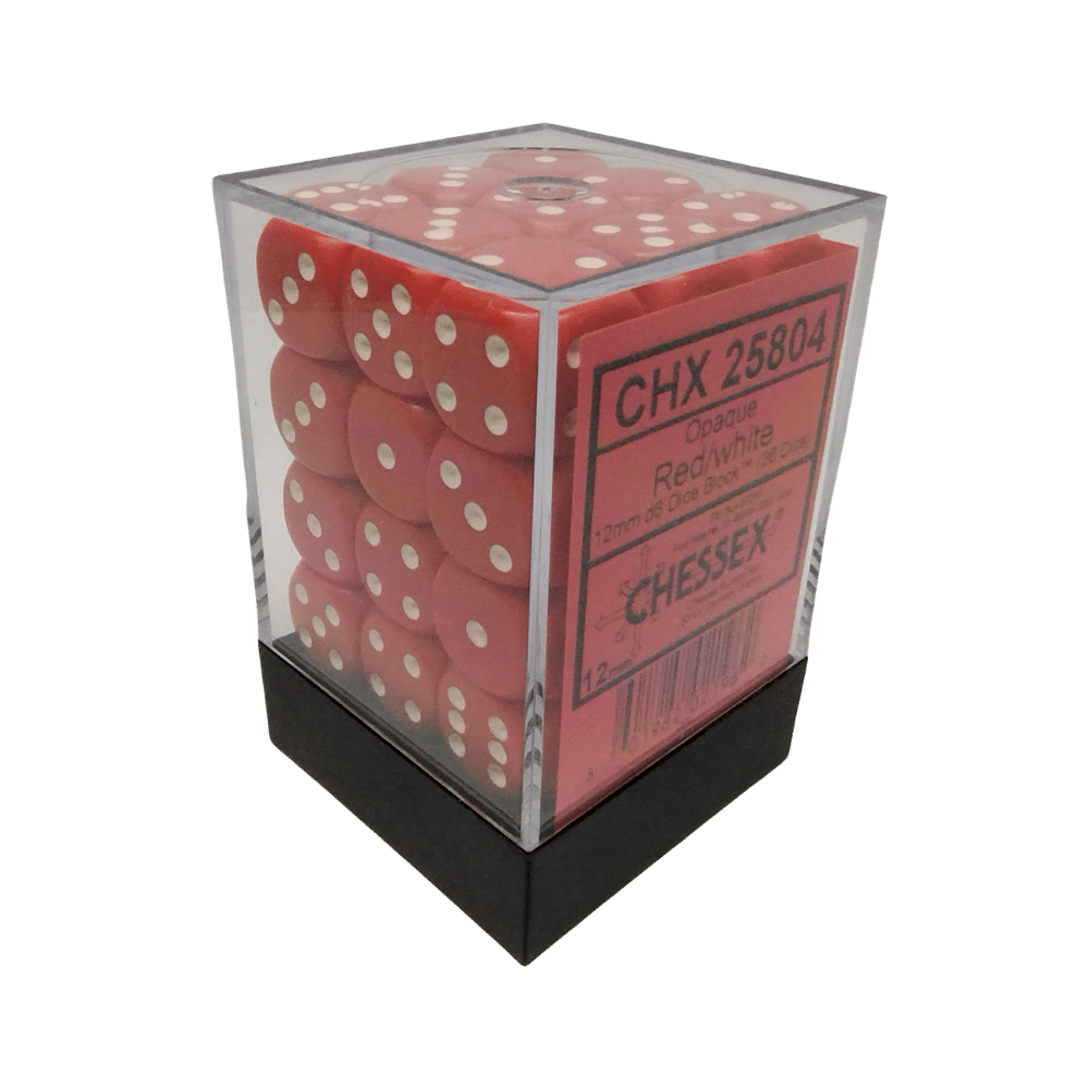 Chessex - 36d6 - Opaque Red/White