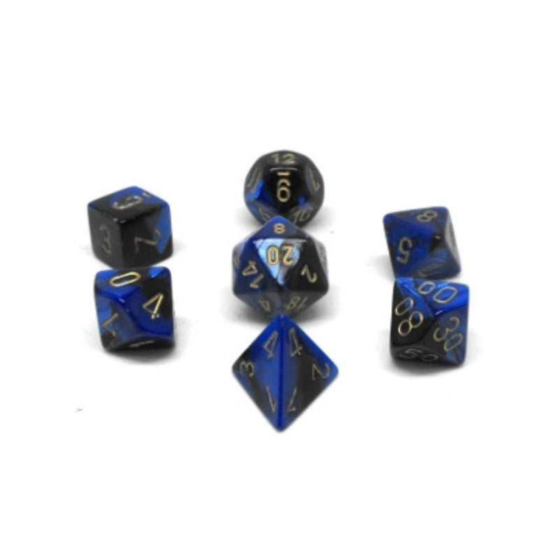 Dés Gemini: 7Pc Noir-Bleu / Or