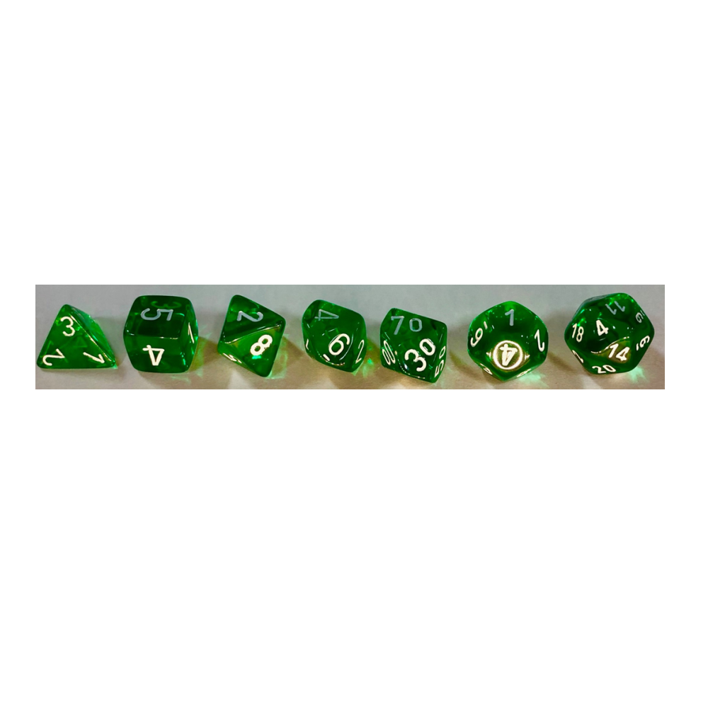 Chessex Translucent: Set of 7 Green/White Dice - Dice