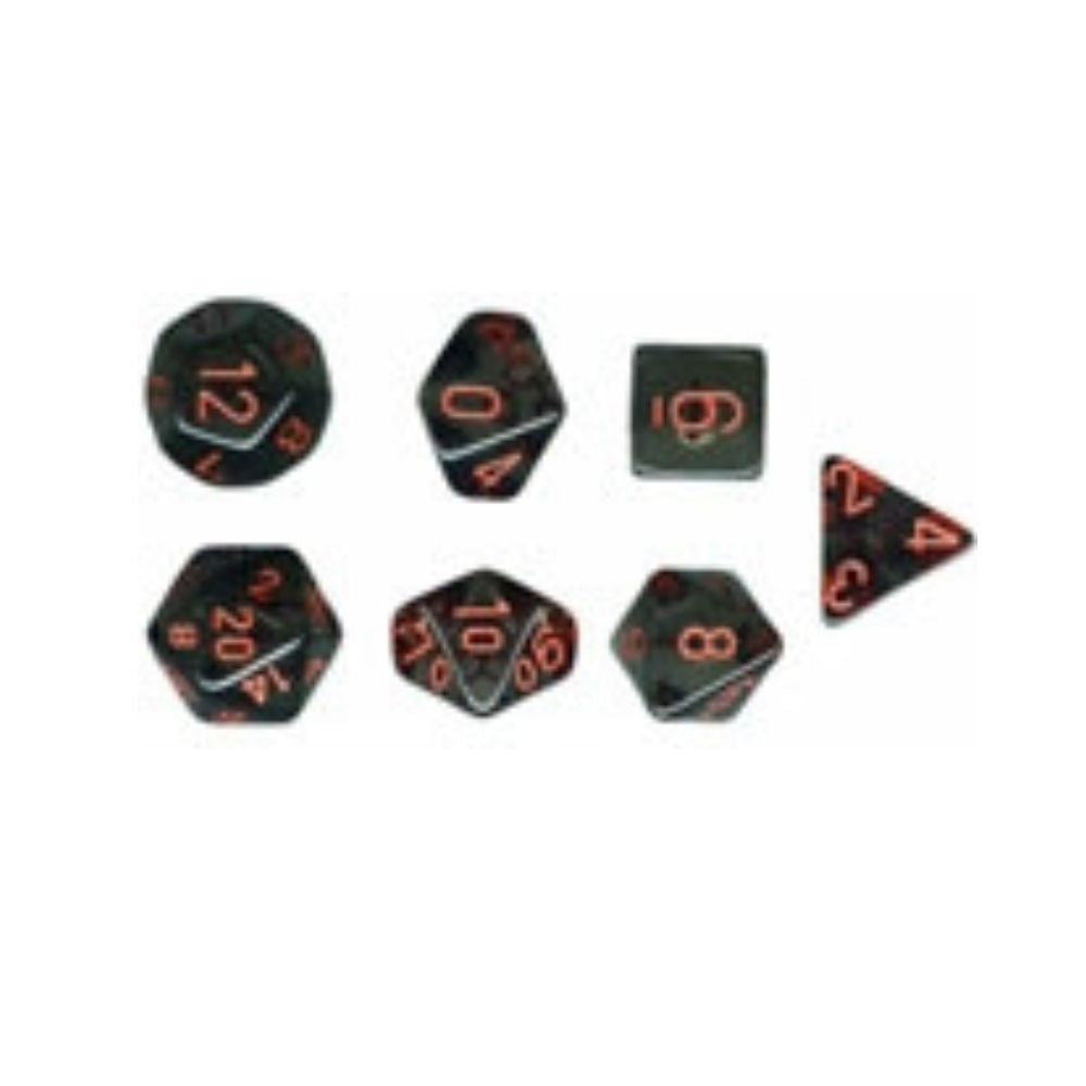 Chessex Translucent: Set of 7 Smoke/Red Dice - Dés