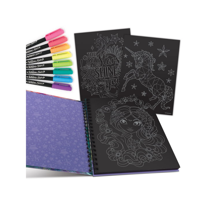 Nebulous Stars: Black Paper Coloring Book with Crayons