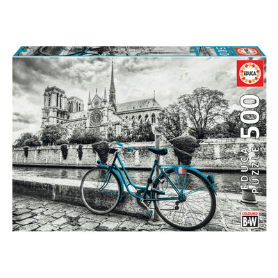 Puzzle 500:  B&W Bicyclette près de Notre-Dame
