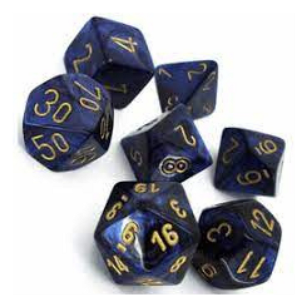 Chessex Scarab 7pc Royal Blue/Gold Dice - Dice