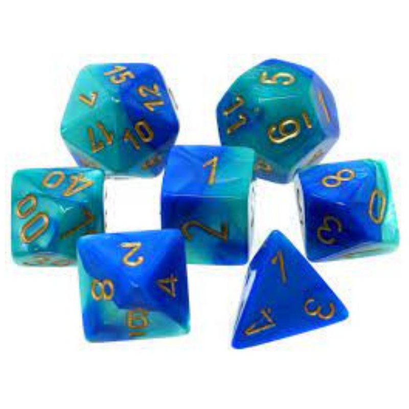 Dés Gemini: 7Pc Bleu-Sarcelle / Or