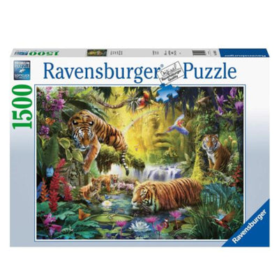 Puzzle 1500: Tigres au plan d'eau