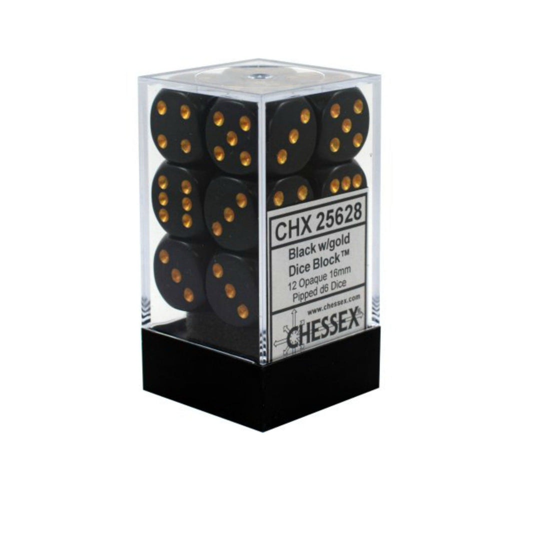 Chessex 12D6 Opaque Noir/Or Dice - Dés Accessoires - Dés - Classiques