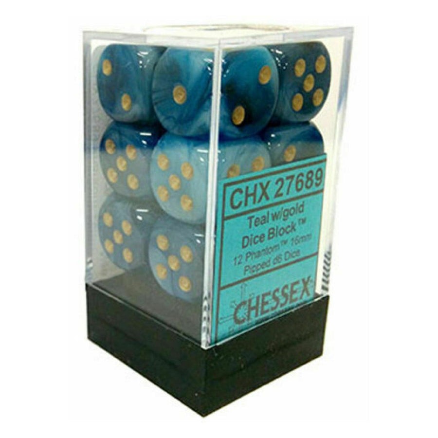 Phantom: 12D6 Teal/Gold Accessoires - Dés - Classiques