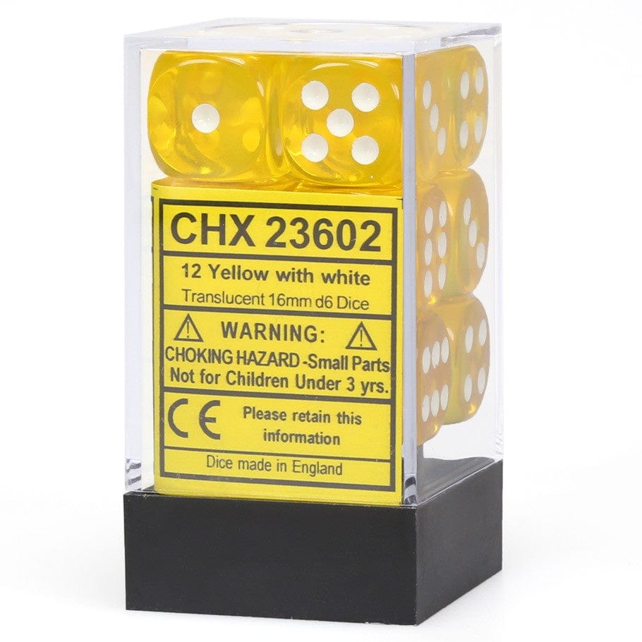 Translucent: 12D6 Yellow/White Accessoires - Dés - Classiques