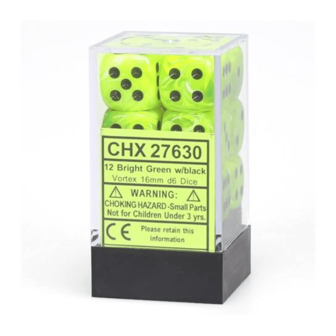 Vortex: 12D6 Bright Green/Black Accessoires - Dés - Classiques