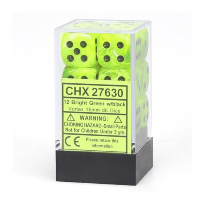 Vortex: 12D6 Bright Green/Black Accessoires - Dés - Classiques