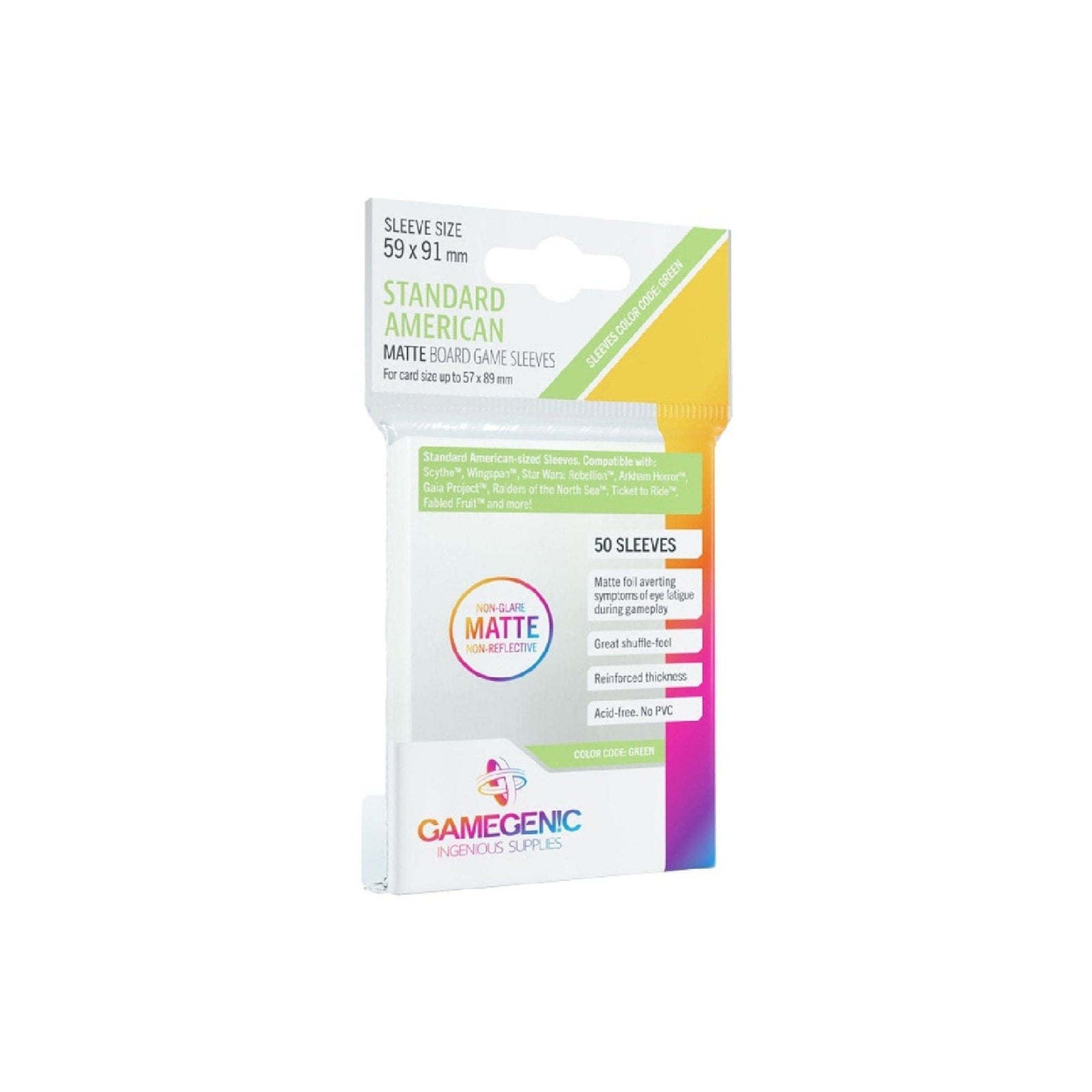 Gamegen!c Board Game Sleeves Matte Standard American - 59 x 91 mm (50) Accessoires - Protecteurs de cartes - Protecteurs (Sleeves) - Américain standard