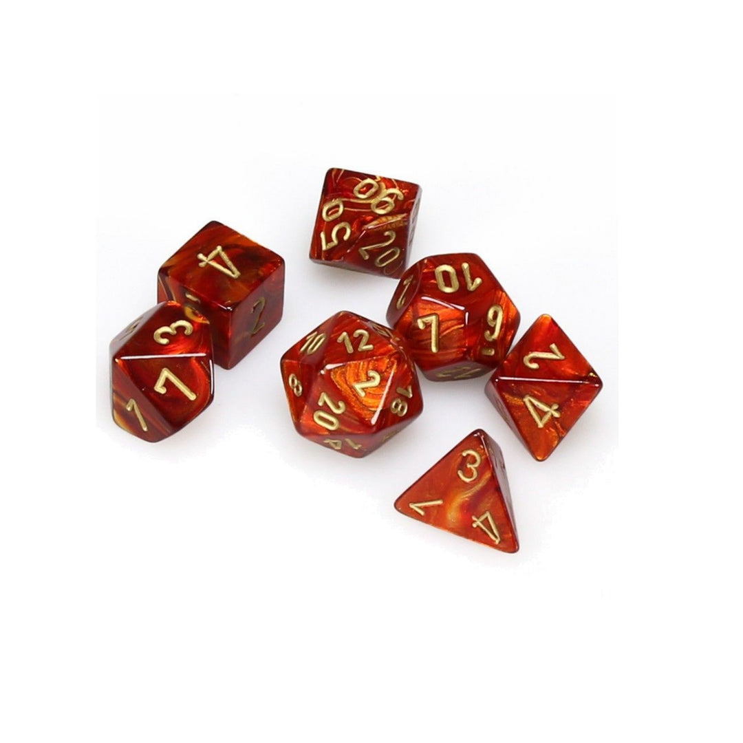 Chessex 7D Scarab: Scarlet/Gold Dice - Dice